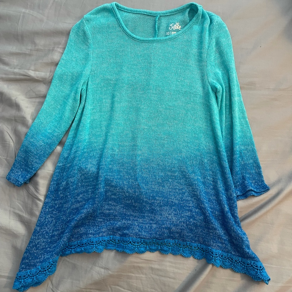 Justice side 10 blue sweater
